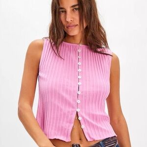 Free People Tilly Vest NWT Size XS Sleeveless Top Button Up Pink